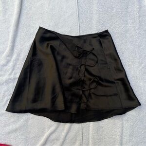 Princess Polly Black Satin Wrap Skirt US size 2
